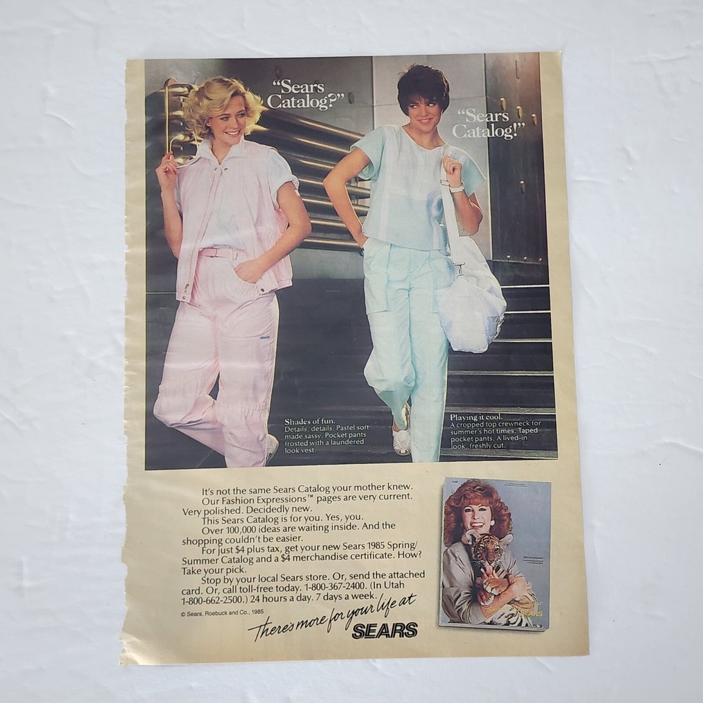 Vintage Print Ad Sears Catalog Stefanie Powers holding a tiger cub clipping 1985